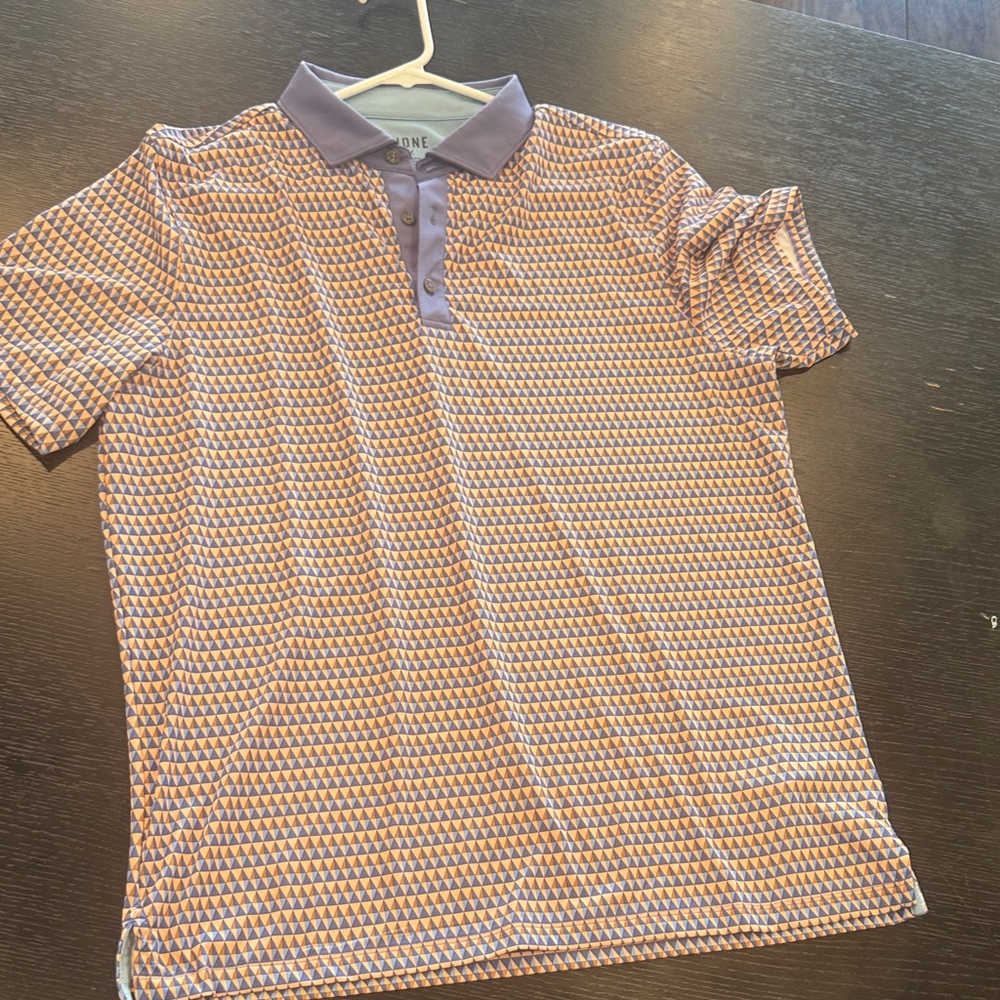 RHONE Purple and White Geometric Polo